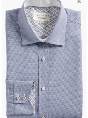 Ted Baker Murgese Light Blue Textured Dress Shirt Contrast Cuff Trim 16” 32/33